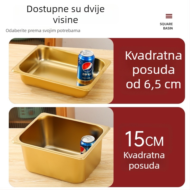 Pravokutni poslužavni spremnik od nehrđajućeg čelika s poklopcem i dijeljnom pločom, 32 cm