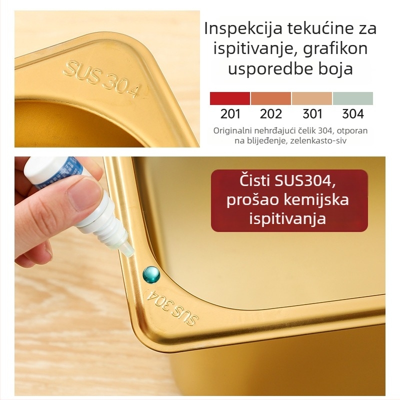 Pravokutni poslužavni spremnik od nehrđajućeg čelika s poklopcem i dijeljnom pločom, 32 cm