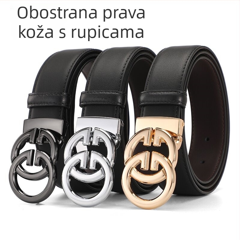 Nova muška kožna pojas s glatkom kopčom, svestran poslovni pojas