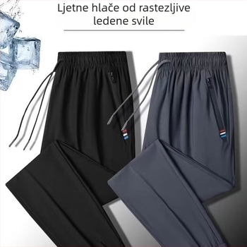 Muške ljetne sport hlače, brzo sušeće, lagane i prozračne, opuštenog kroja, duge hlače s manžetama, plus veličina