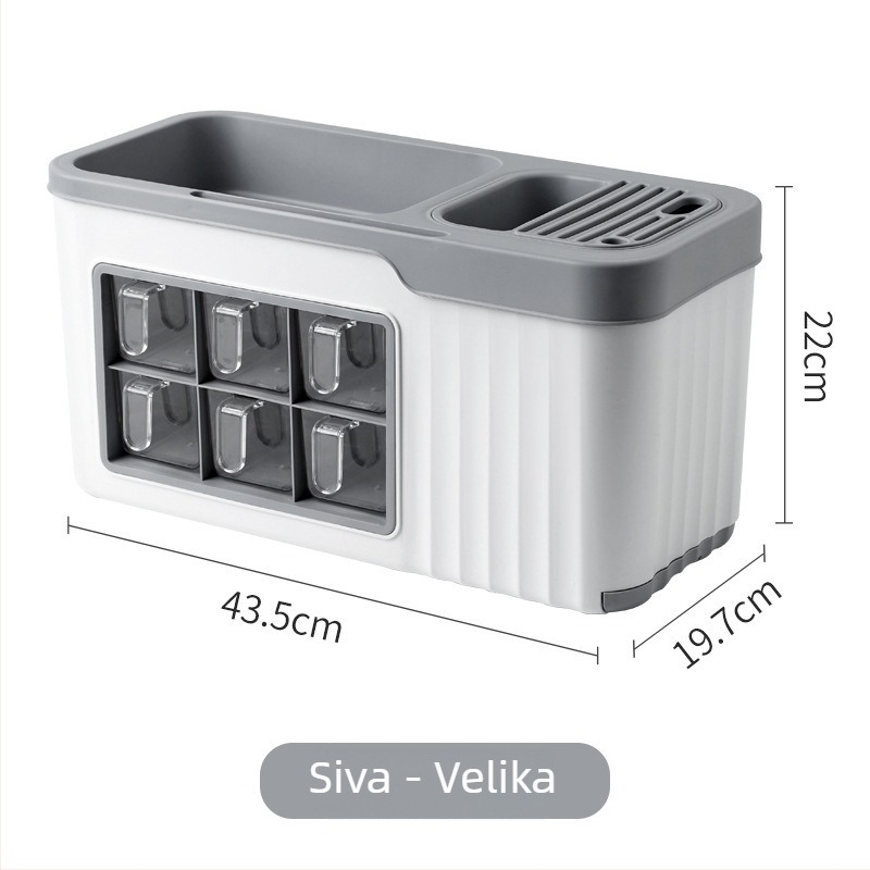 Set posuda za začine s višestrukim odjeljcima i stalak za sol i natrijev glutamat