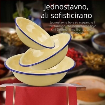 Debeli rub starinski emajlirani zdjel za juhu, velika zdjela za kućnu upotrebu