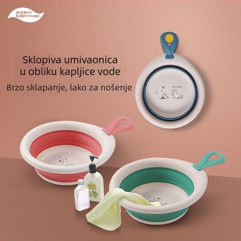 Sklopiva dječja posuda za pranje lica i područja pelene, prijenosna i može se objesiti