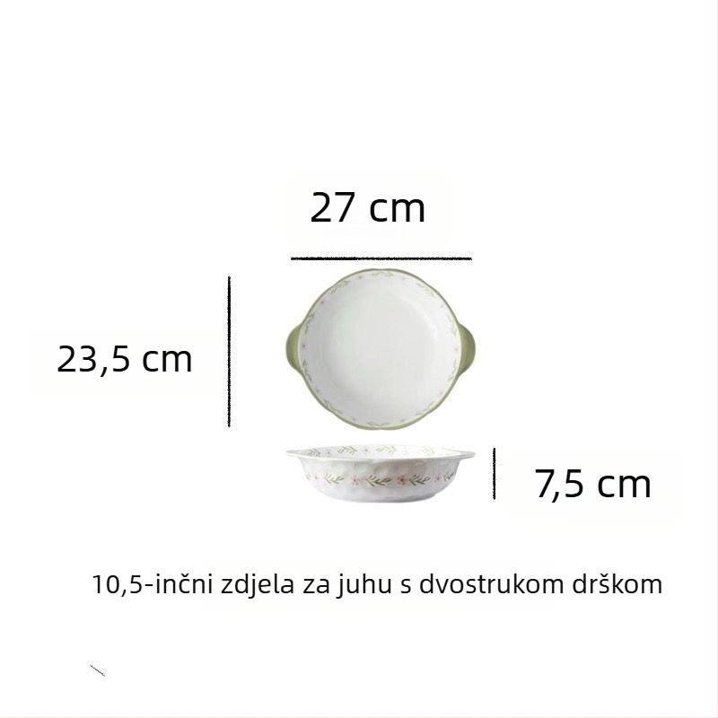 Velika porculanska zdjela za kiselu ribu s podglazurnim slojem boje, moderna zdjela za juhu s dvostrukom ručkom, keramička zdjela za kuhanu ribu i krvnu kobasicu