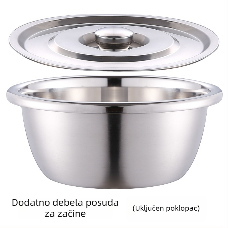 Posuda od nehrđajućeg čelika s poklopcem, kuhinjska posuda