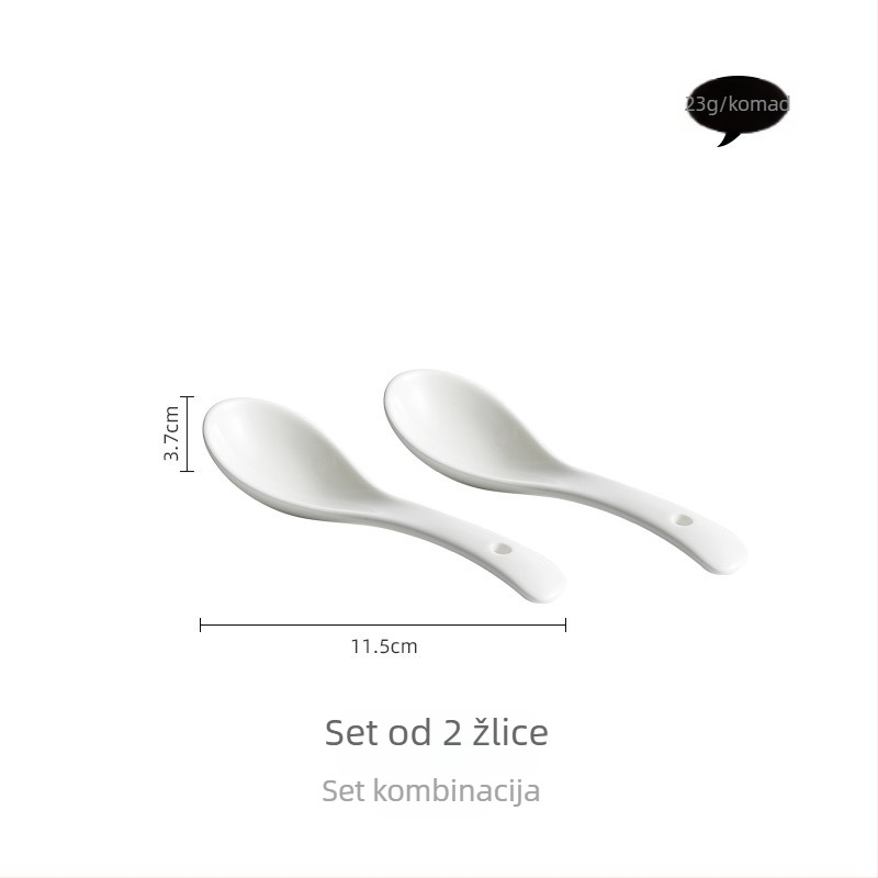 Kreativna porcelanska zdjela za rižu sa žličicom, za kućnu upotrebu, promjer 11 cm, okrugla, jednobojna, lagani retro luksuz stil
