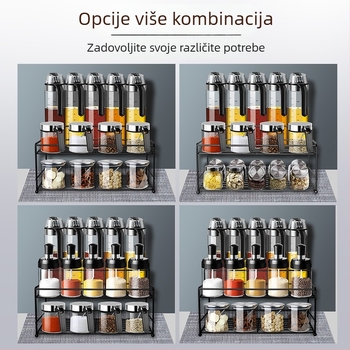 Stakleni set posuda za začine sa solnicom i bocama ulja i octa – kuhinjski set za pohranu