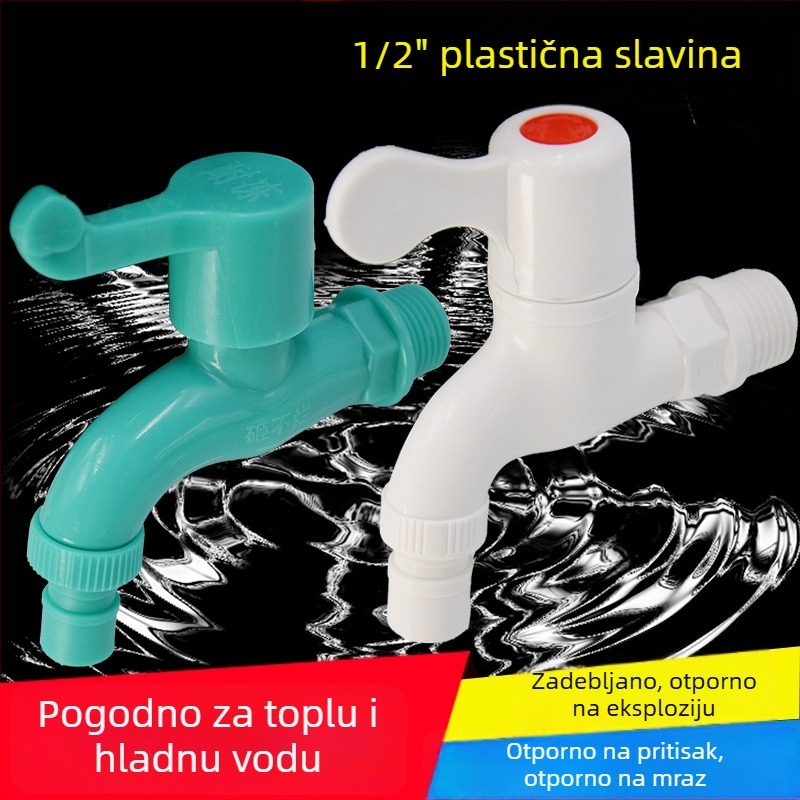 Kuhinjski 1/2-inčni PVC plastični ventil za perilicu, vruća i hladna voda, otporan na pucanje, zgusnut, protiv propuštanja, za kućnu upotrebu