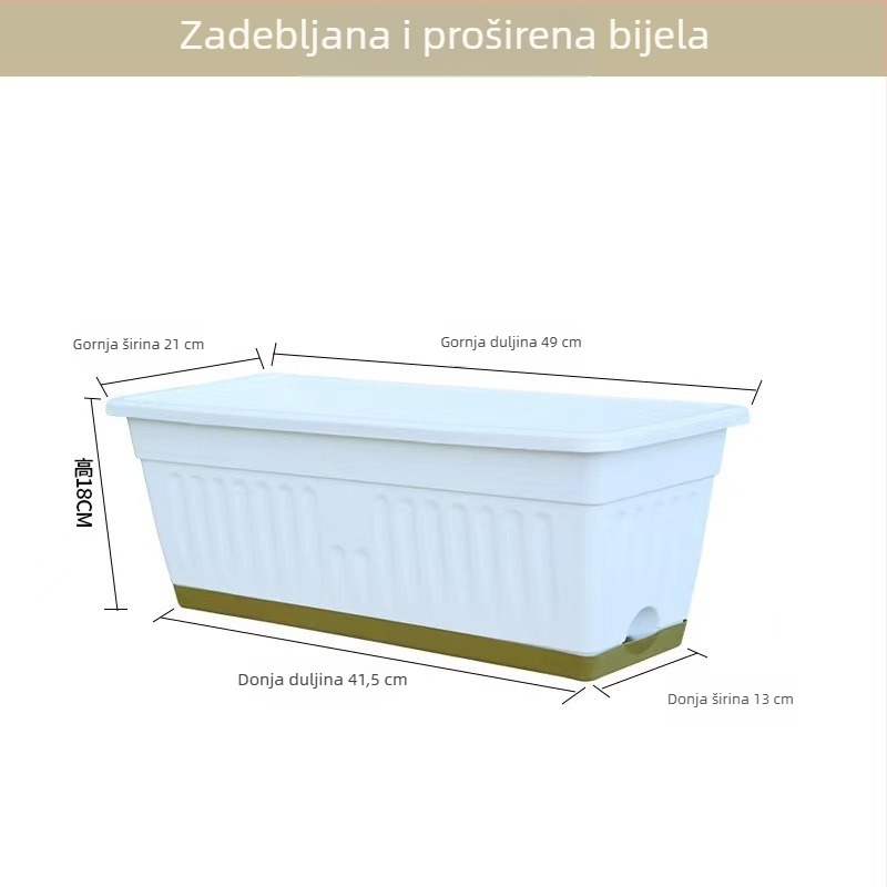 Nova debela velika plastična posuda za sadnju za balkon – pravokutna posuda za povrće i jagode