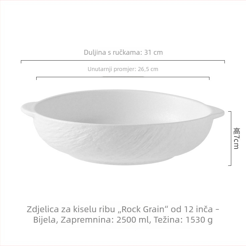 Retro keramična jušna zdjela s dvostrukim držalom, velika zdjela za rezance, pogodna za kućnu i poslovnu upotrebu.