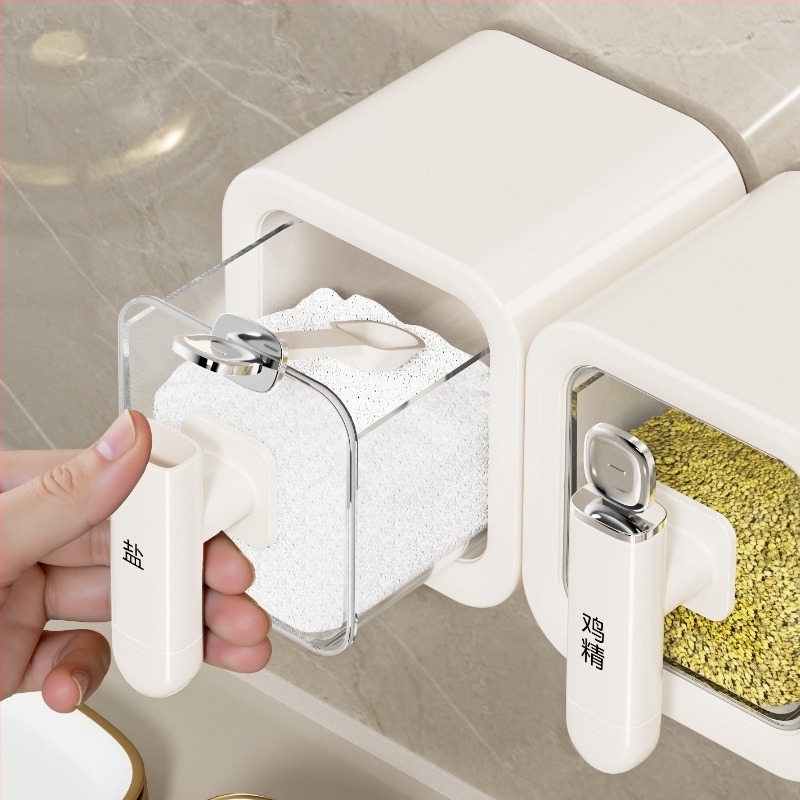 Zidni set posuda za začine s usisnom čašom, vodootporan, za čili, sol i šećer