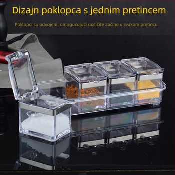 Akrilna kutija za začine s integriranim višedjelnim skladištem, debeli spremnik za začine, set za kućnu i poslovnu uporabu