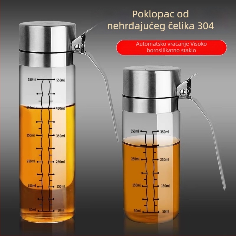 Posuda za ulje od 304 nehrđajućeg čelika s borosilikatnim staklom otpornim na toplinu, posuda za sojin sos i ocat