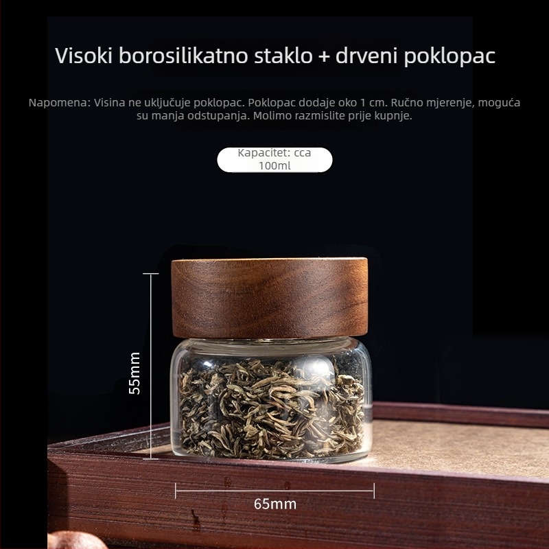 Staklena mini posuda s poklopcem za skladištenje kave u prahu, zrna kave i čaja, prenosiva, prehrambena kvaliteta