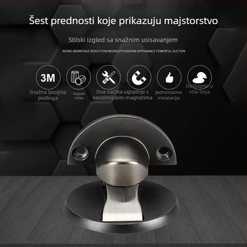 Podni držač vrata s magnetom, bez bušenja, otpornost na udarce, cinkova legura, za kućnu upotrebu