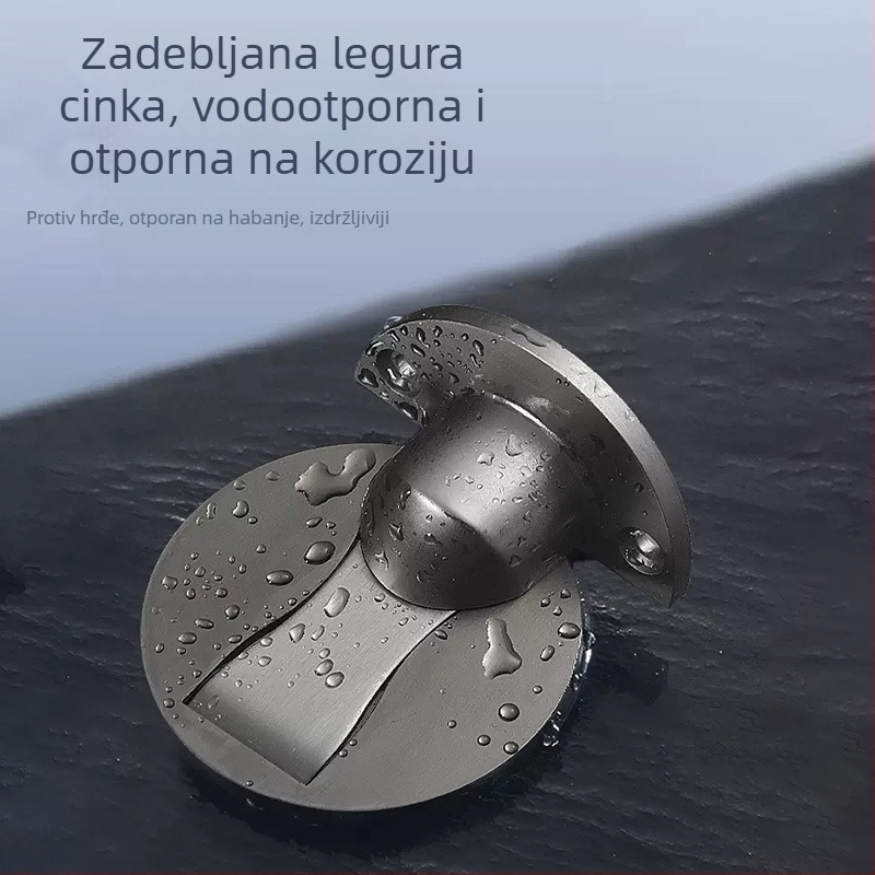 Podni držač vrata s magnetom, bez bušenja, otpornost na udarce, cinkova legura, za kućnu upotrebu