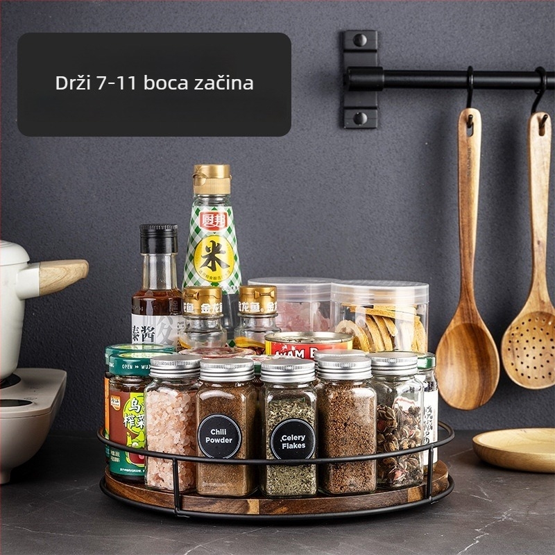 Drveni okretni Lazy Susan – stolni organizator za začine, posude i kozmetiku