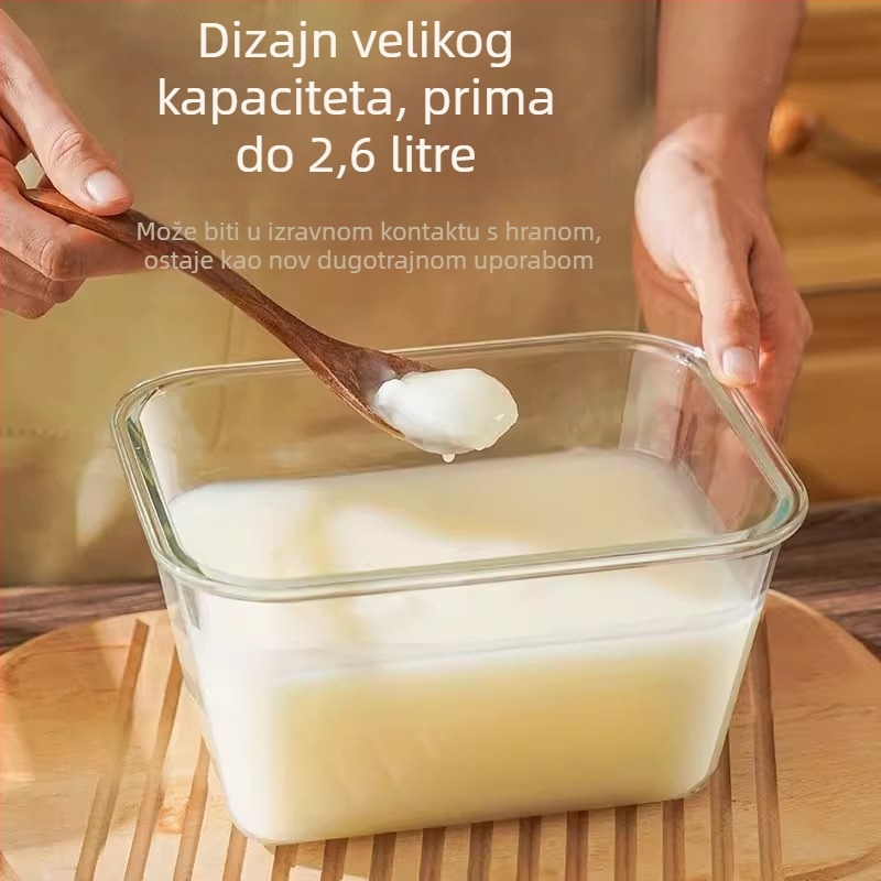 Zakrivljena staklena posuda za skladištenje svinjske masti, s poklopcem, za kućnu kuhinju, hladnjak siguran, velika kapacitet, otporno na visoke temperature, staklo borosilikata, 2,1–3 L