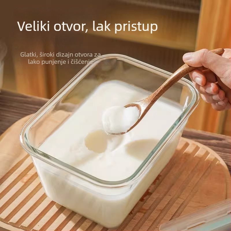Zakrivljena staklena posuda za skladištenje svinjske masti, s poklopcem, za kućnu kuhinju, hladnjak siguran, velika kapacitet, otporno na visoke temperature, staklo borosilikata, 2,1–3 L