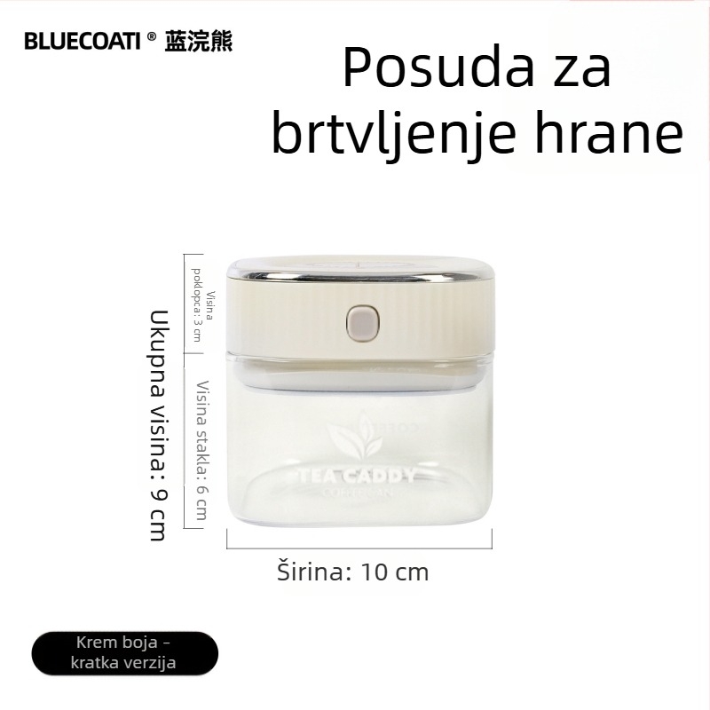 Staklena posuda za zrna kave sa čvrstim poklopcem, posuda za čaj i užinu