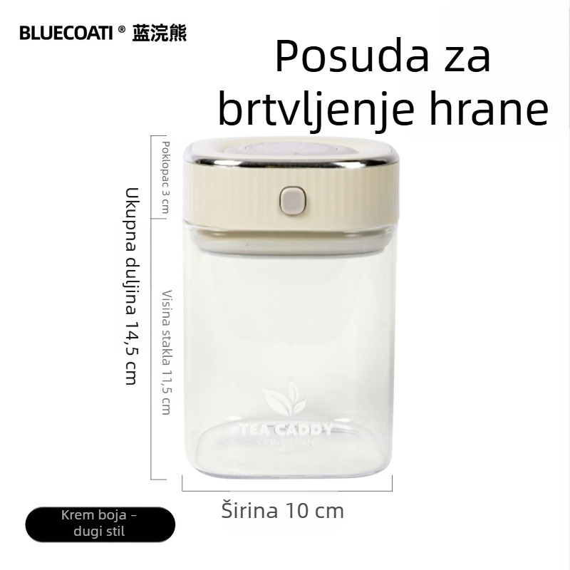 Staklena posuda za zrna kave sa čvrstim poklopcem, posuda za čaj i užinu