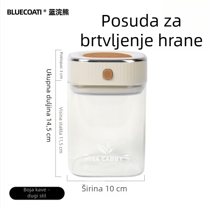 Staklena posuda za zrna kave sa čvrstim poklopcem, posuda za čaj i užinu