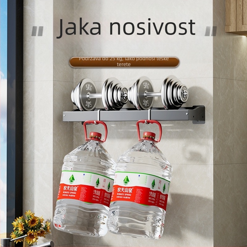 Kuhinjski stalak bez bušenja za začine, višenamjenski zidni spremnik za skladištenje s odvodnim dnom za kuhinju i kupaonicu