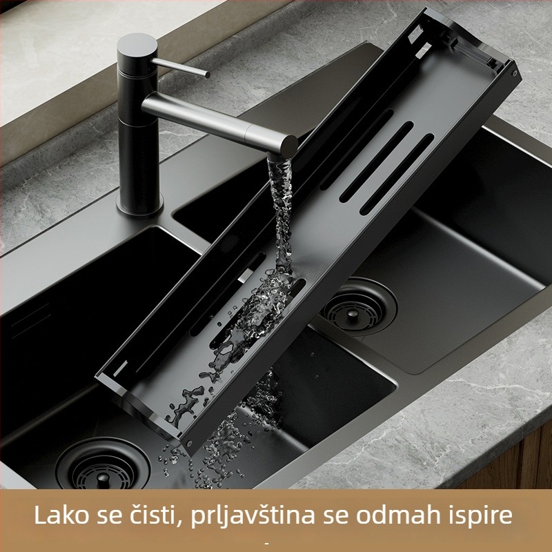 Kuhinjski stalak bez bušenja za začine, višenamjenski zidni spremnik za skladištenje s odvodnim dnom za kuhinju i kupaonicu