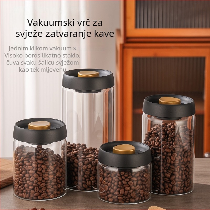 Staklena posuda sa vakuum zatvaranjem za kavu, zrna čaja, suho voće i žitarice