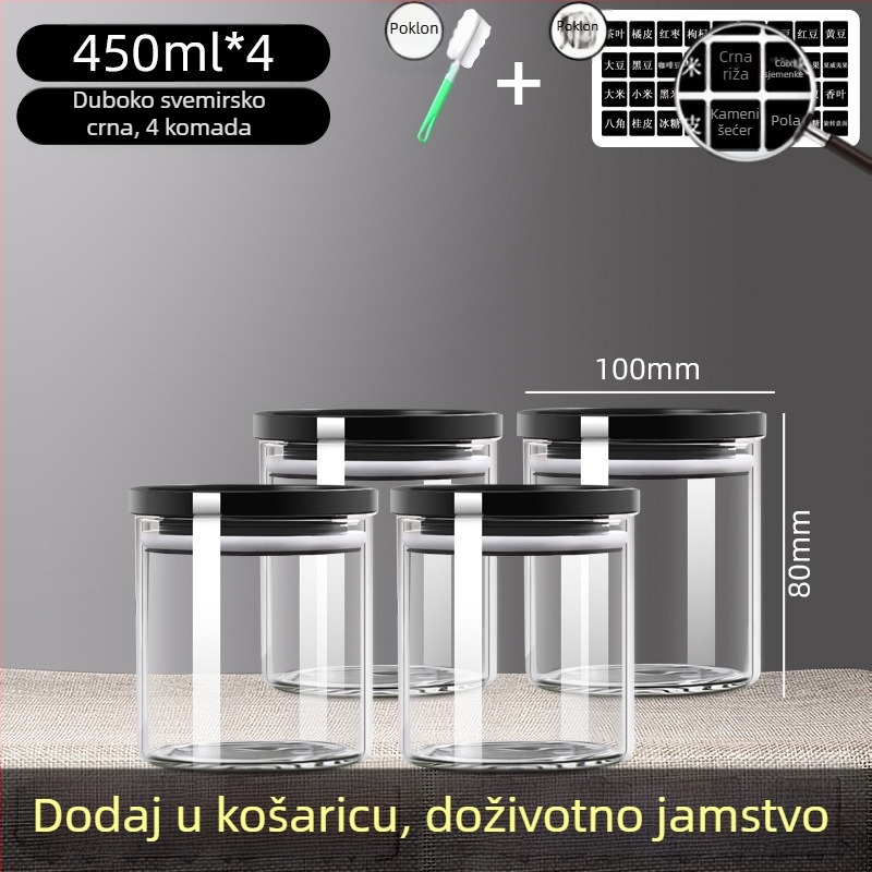 Staklena posuda sa zatvaračem i poklopcem, velika kapaciteta za skladištenje žitarica, čaja, grickalica i orašastih plodova