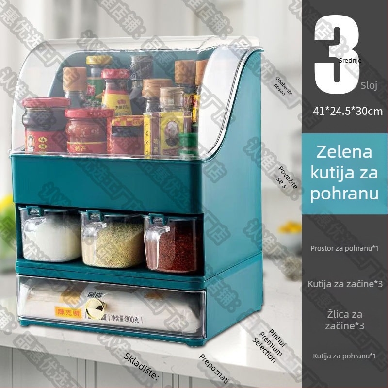 Zidni držač za začine s posudama – prašno i vlagootporan, višenamjenski sustav pohrane