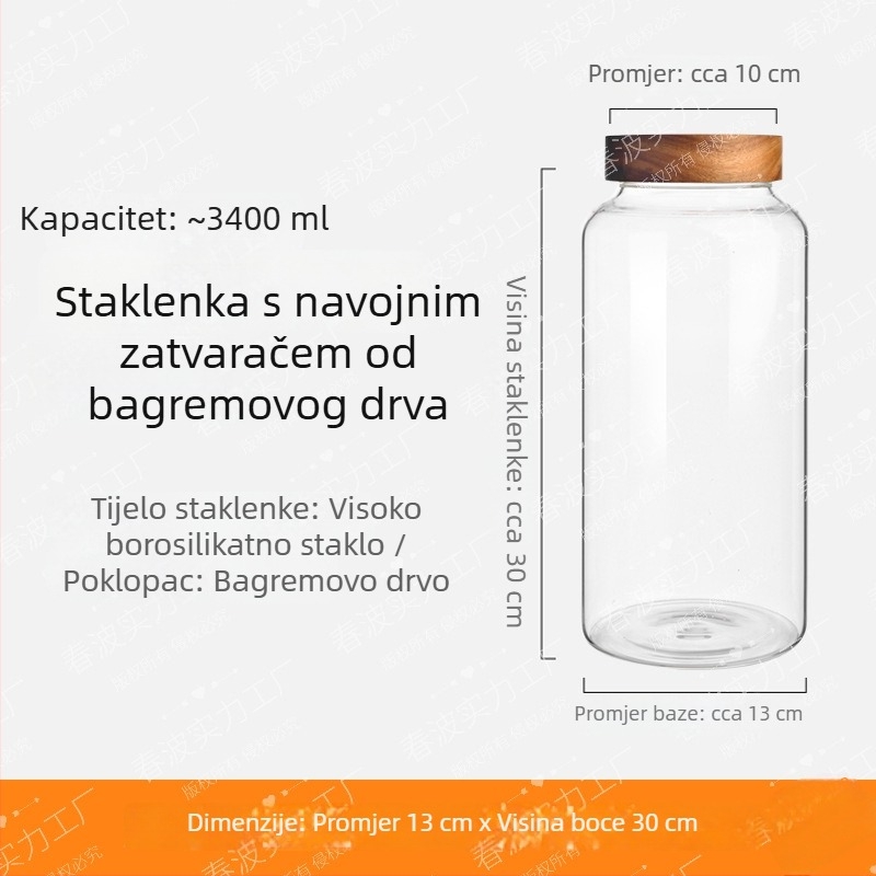 Staklene posude za skladištenje sa vijčanim poklopcem, staklenke s korom mandarine za fermentaciju vina, staklenke za med, hermetički zatvoreni stakleni spremnici za hranu