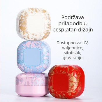 Japanskog stila: mala okrugla metalna kutija za čaj, bombone i svijeće — zatvorena limenka, 50 ml