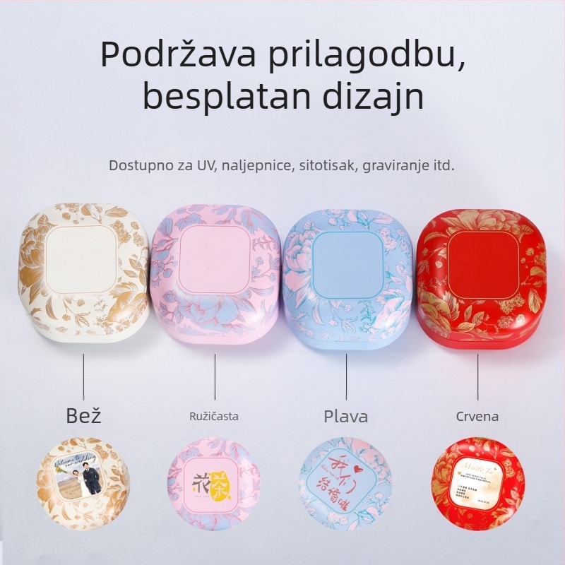 Japanskog stila: mala okrugla metalna kutija za čaj, bombone i svijeće — zatvorena limenka, 50 ml