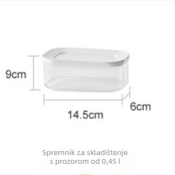 Plastični hermetički spremnik za žitarice, suho voće i čaj; četvrtastog oblika, 1–2 L.