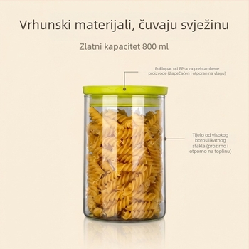 Staklene posude za pohranu s PP poklopcem – visok borosilikatno staklo, kuhinjske posude za žitarice, hermetične, otporne na vlagu i štetnike, 800–1000 ml
