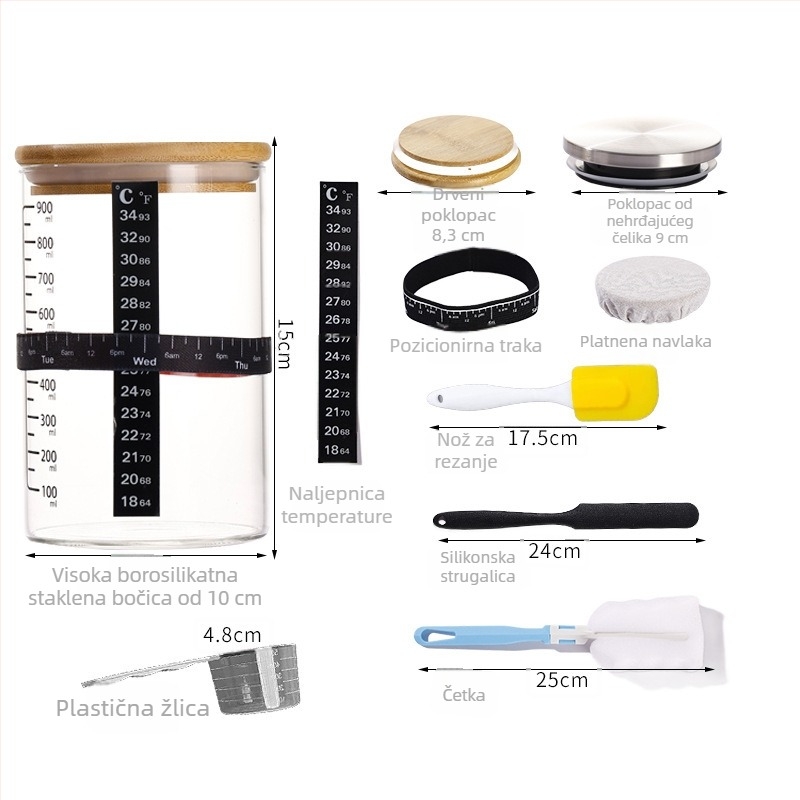 Set za kvase 32 oz u staklenu posudu od borosilikatnog stakla, čvrst zatvarač, otporan na visoke temperature