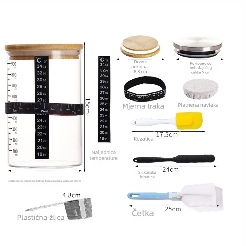 Set za kvase 32 oz u staklenu posudu od borosilikatnog stakla, čvrst zatvarač, otporan na visoke temperature