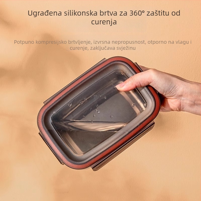 Kutija za hranu od nehrđajućeg čelika 304, pogodna za hladnjak i zamrzivač, s poklopcem