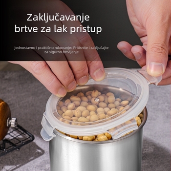 Nerđajući čelik 401 zaptivna posuda za skladištenje s zaključavajućim poklopcem, višenamjenski kuhinjski spremnik za očuvanje svježine, 800–1000 ml