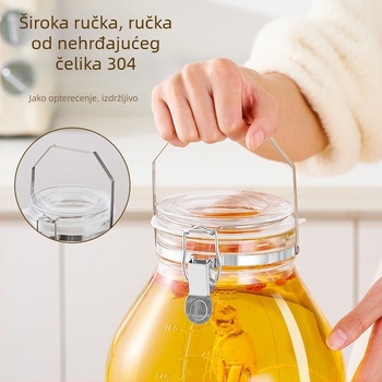 Staklena posuda za fermentaciju u japanskom stilu, s automatskim ventilom i posudom za enzime, cilindrični spremnik (4,1–5 L)