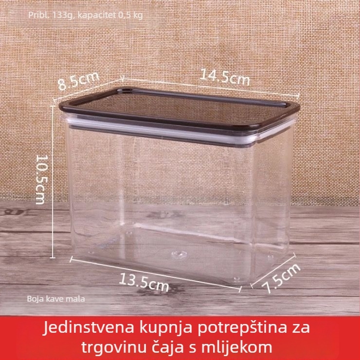 Plastična četvrtasta zatvorena kutija za prah voća i prah mliječne čaja – prehrambena kvaliteta