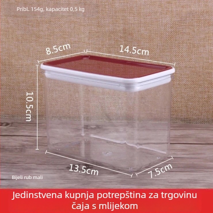 Plastična četvrtasta zatvorena kutija za prah voća i prah mliječne čaja – prehrambena kvaliteta