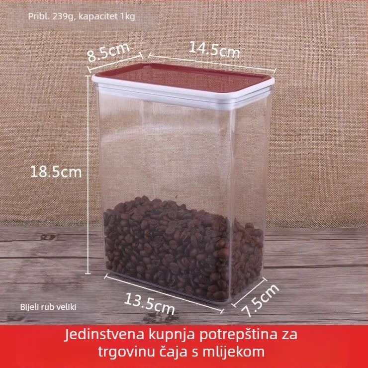 Plastična četvrtasta zatvorena kutija za prah voća i prah mliječne čaja – prehrambena kvaliteta