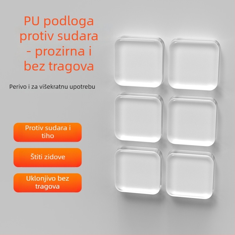 PU protuklizna podloga za vrata s ljepilom, prozirna zaštita kvake i zatvaranja vrata, periva
