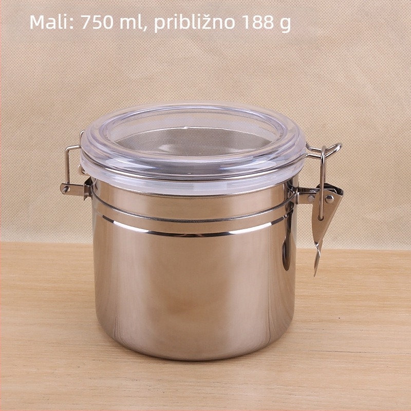 Nehrđajući čelični hermetički zatvoreni spremnik, zapremine 800–1000 ml – za kavu, čaj, mliječni prah, bombone, suho voće i prašak