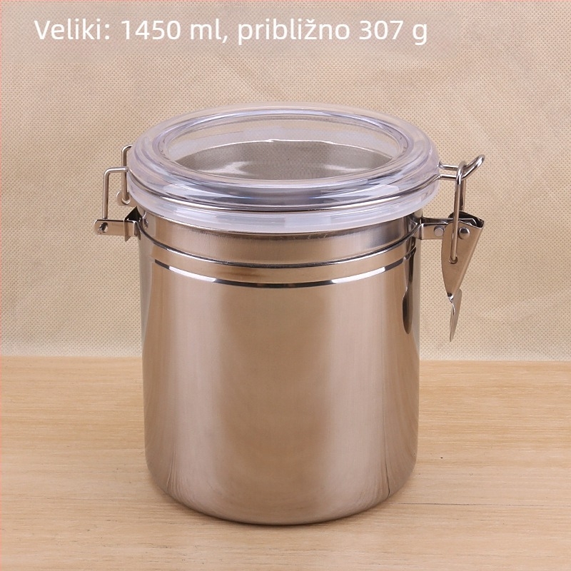 Nehrđajući čelični hermetički zatvoreni spremnik, zapremine 800–1000 ml – za kavu, čaj, mliječni prah, bombone, suho voće i prašak