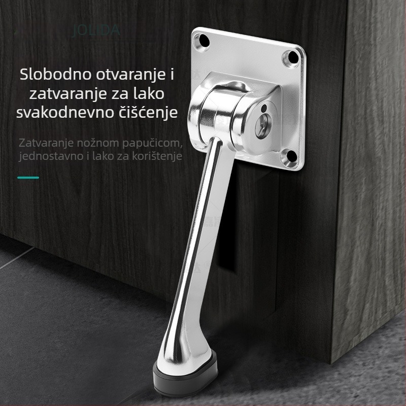 Držač pozicije vrata s pedalskim pogonom, pokretni gumeni zaustavljač, podna montaža, aluminijska legura