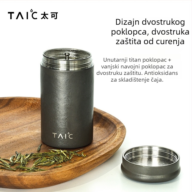 Kantica za čaj od čistog titanija i kutija za čaj od cvjetnog čaja, mini metalna, prijenosna i zapečaćena za putovanja