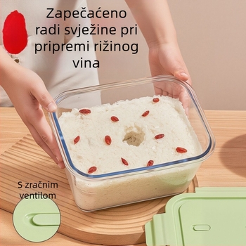 Posuda za fermentaciju rižеvog vina sa poklopcem – staklo visoke borosilikatne kvalitete, velika kapaciteta